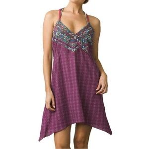 prAna Women’s Darya Halter‎ Dress 100% Organic Cotton Pomegranate Boho Size M